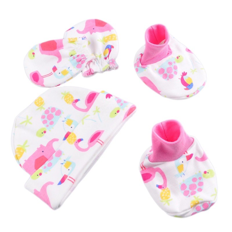 Topi Bayi Set dengan Sarung Tangan Kaki Bayi