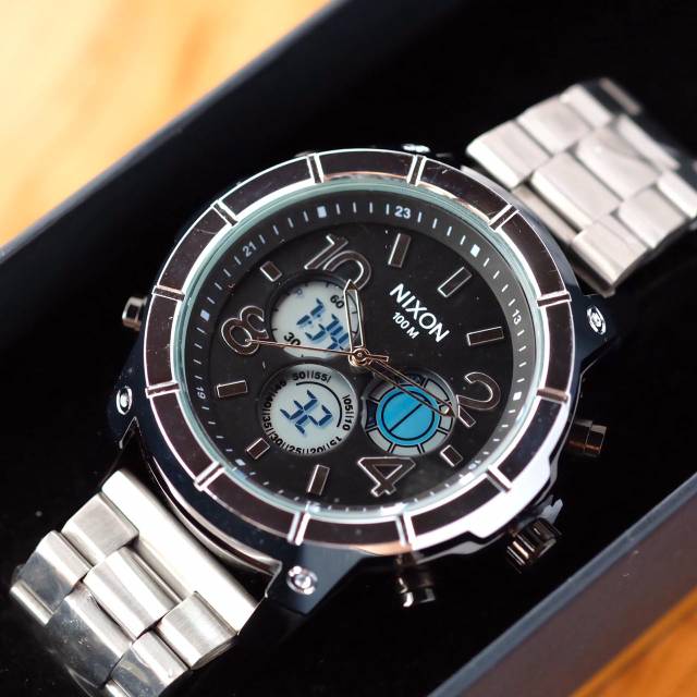 Jam Tangan Rantai Cowok NX01 Free Box Double Time (Analog & Digital)