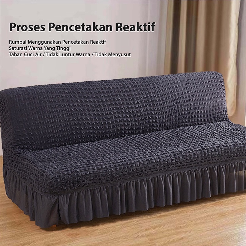 Cover Sofa Bed Sarung Sofa Bed Elastic Sofa Bed Cover With Skirt / Penutup Sarung Alas SofaBed Elastis Tebal Polos Renda