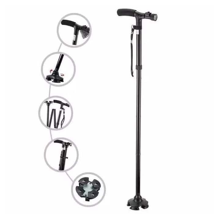 Tongkat Jalan Orang tua Alat Bantu Jalan Orang Tua Tongkat Jalan Lipat Lampu LED Trusty Cane ORI/Magic Cane With LED