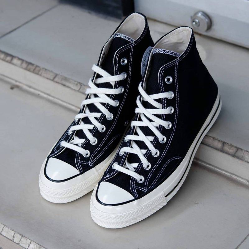 SEPATU PRIA CONVERSE 70s HI BLACK WHITE GLOSSY