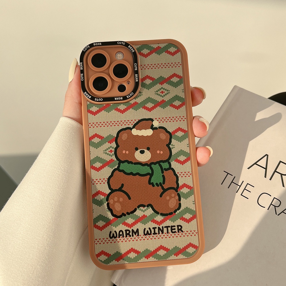 Soft Case Silikon Motif Kartun Beruang Natal Untuk Iphone 7 8 PLUS X XR XS 11 12 13 MINI PRO MAX SE 2020