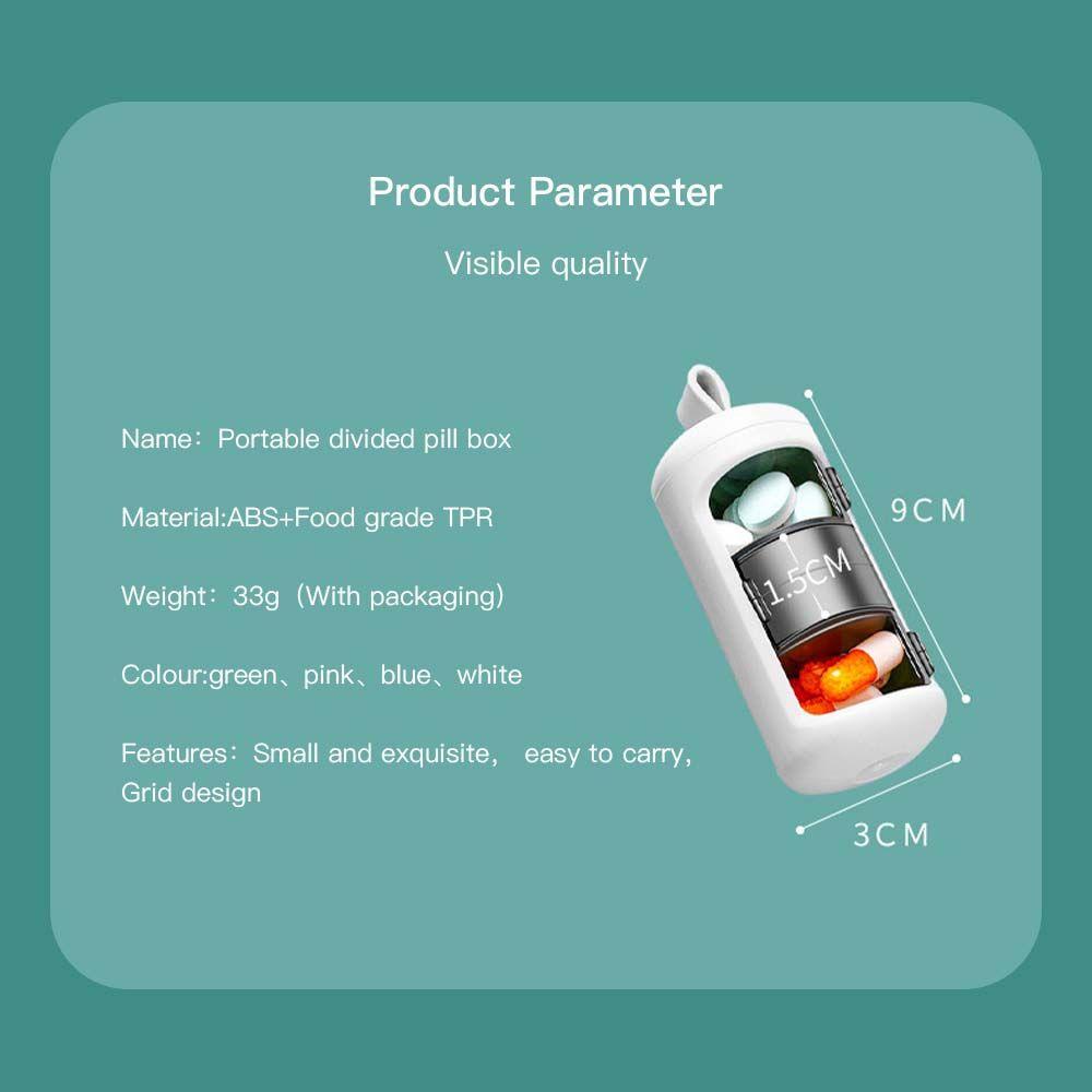 Agustina Kotak Penyimpanan Pil Portable 3gelang Kotak Plastik Tahan Air Kompartemen Terpisah Tablet Splitter Travel Pill Case