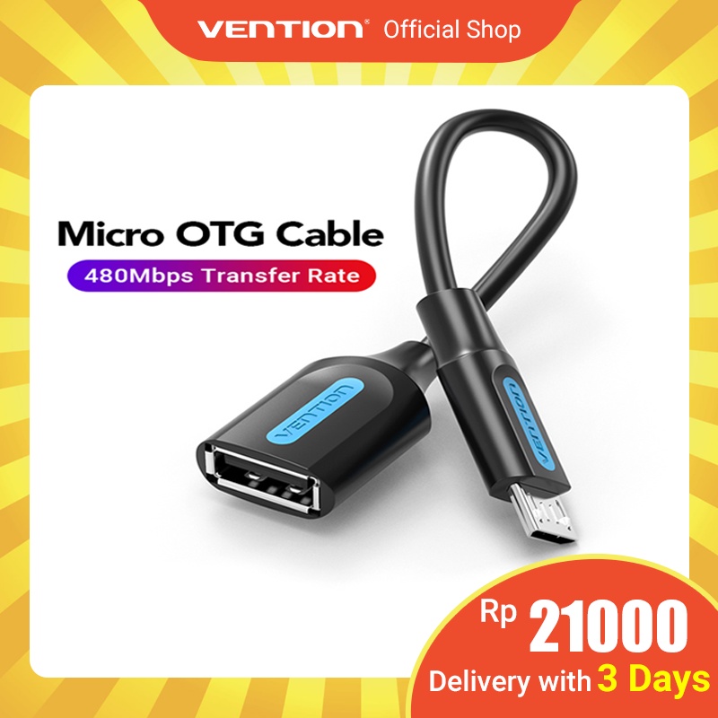 Vention Kabel Otg Mikro B Usb 2.0 Male Ke Female Untuk Handphone/Tablet