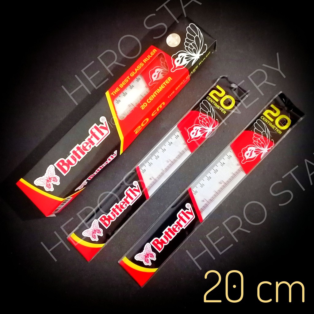 

Penggaris butterfly glass ruler 20 cm . 12 unit