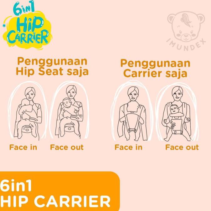 Imundex 6-In-1 Premium Gendongan Baby Hip Carrier Imundex + Color Box Captain.Kimii