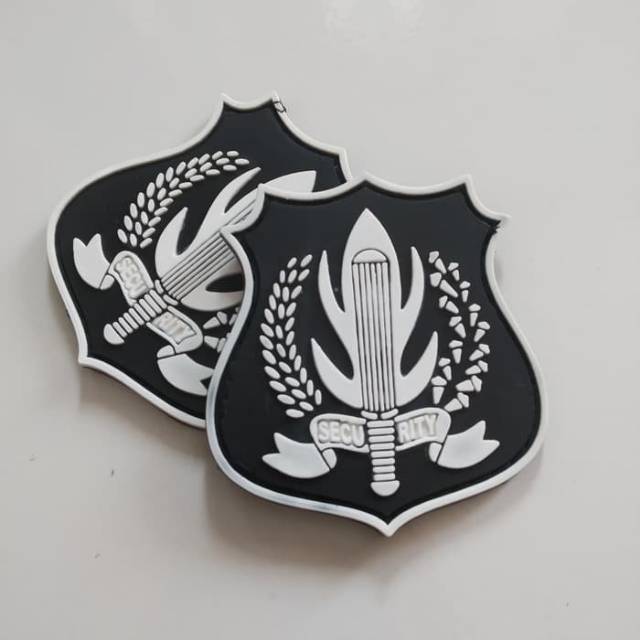 Patch rubber LOGO SECURITY/SATPAM/DASAR HITAM/tempelan karet emblem velcro