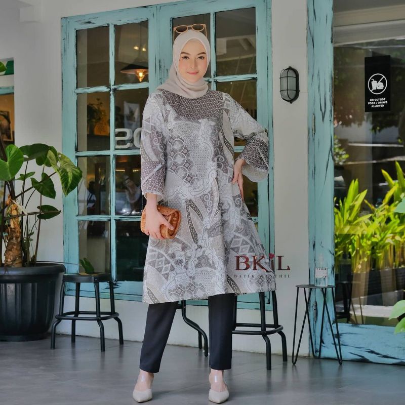 tey-17 Batik wanita ASJ SA HRB026 Kenongo Kemeja Tosca Pendek-5