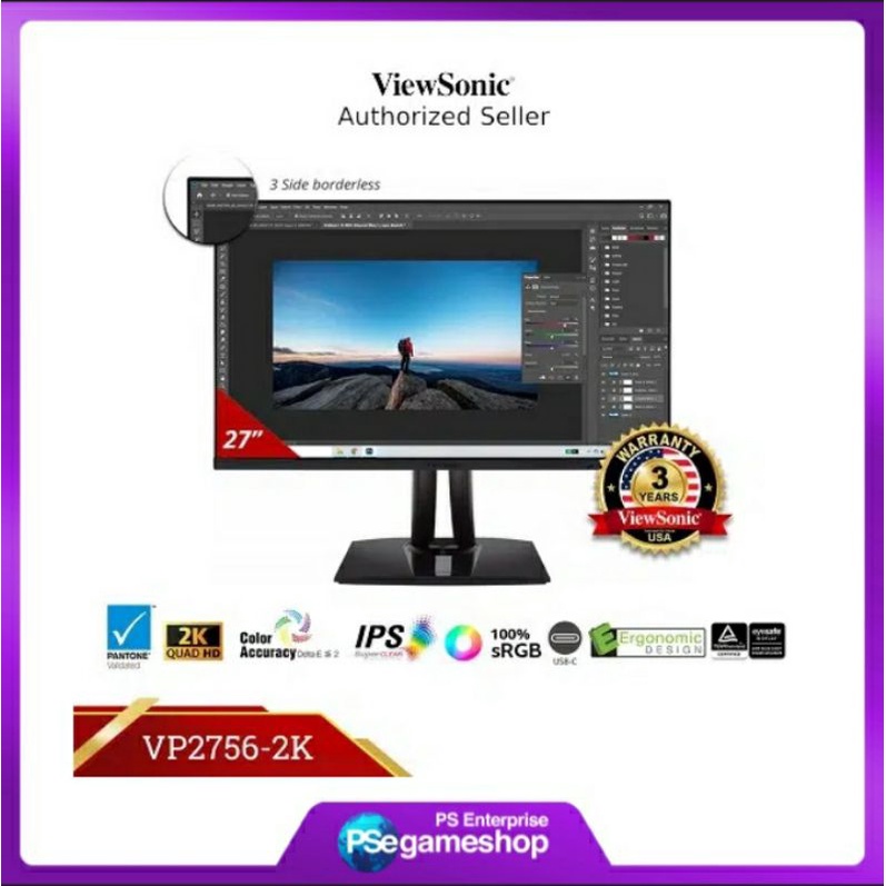 ViewSonic 27” IPS Monitor| QHD | Pantone validated 100% [VP2756-2K]