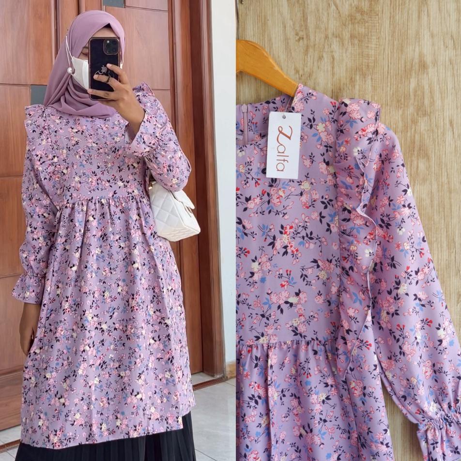 (BOOMING) NAYLA tunik by Zalfa Outfit / tunik motif / tunik pesta / tunik bunga