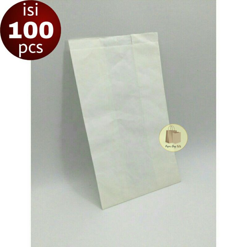 

Paperbag Kantong Kertas Anti Minyak Putih GP40 22.5x12.5x8 cm (isi 100 pcs)