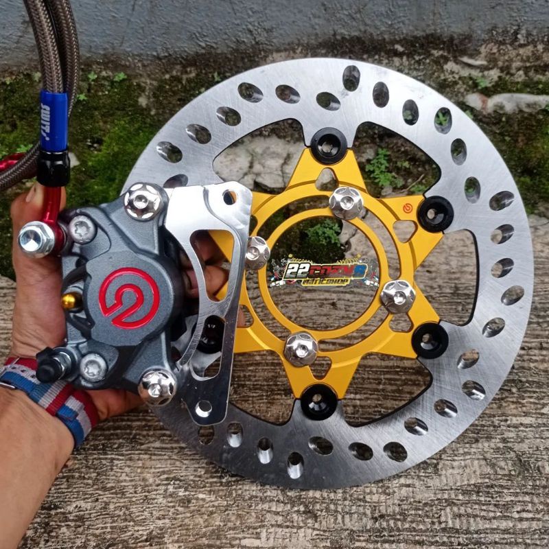paketan Brembo 2p big logo grey disc brembo rotor 3d black gold PNP MIO BEAT SCOOPY VARIO FINO