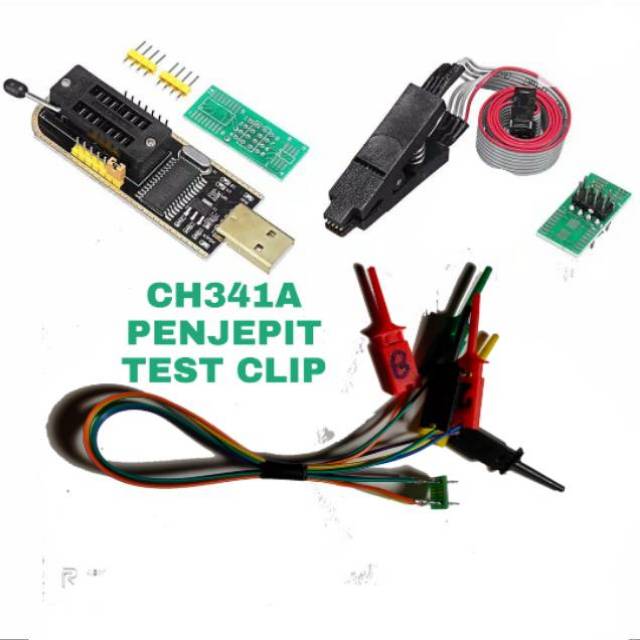 Alat Flash CH341A Test Clip dan penjepit