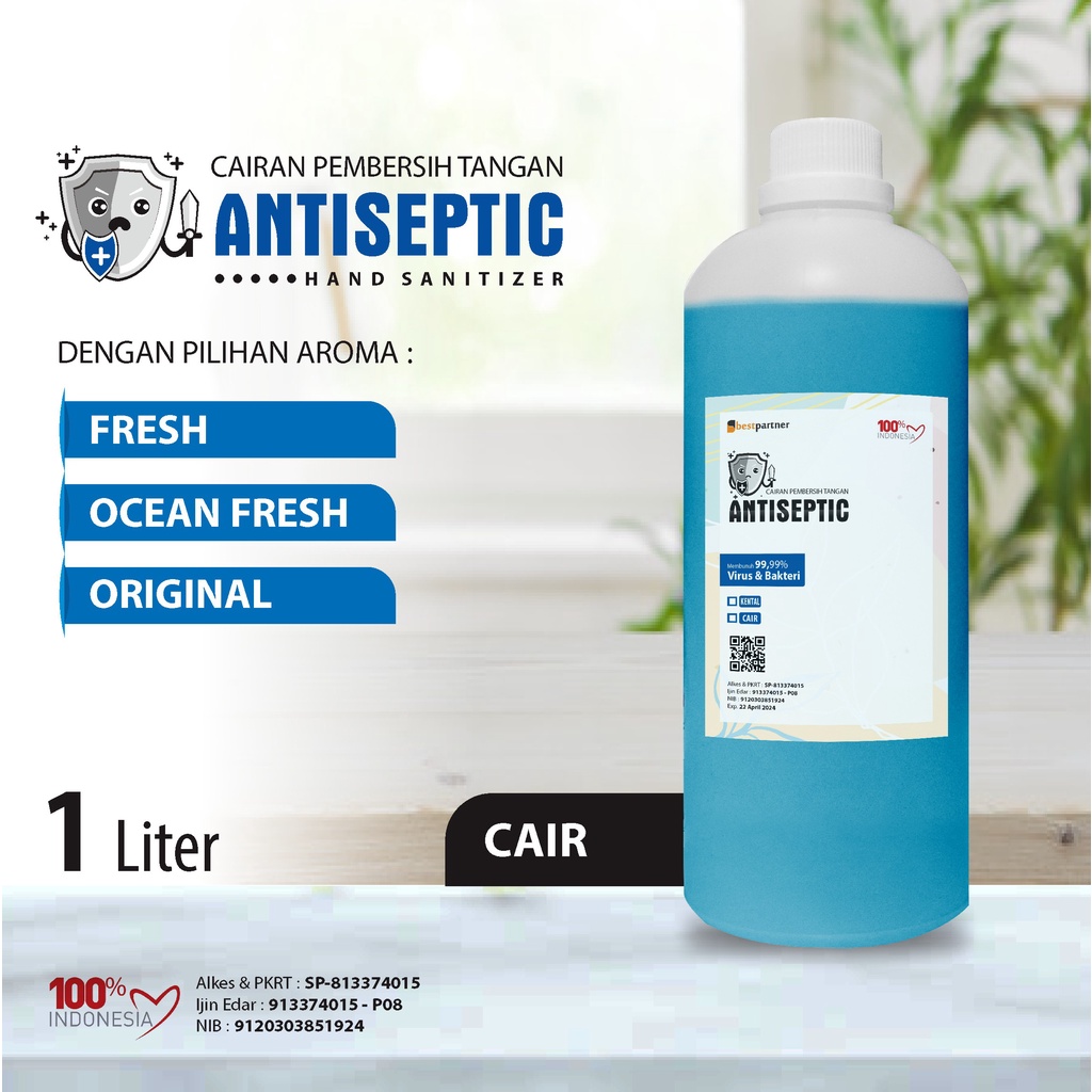 Hand Sanitizer Cair 1 Liter Botol Antiseptic 70%