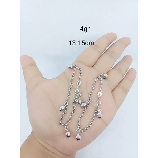 gelang tangan &amp; kaki anak rantai nori olimpic+4bel/perak asli silver 925 lapis emas/perhiasan fashion wanita terbaru