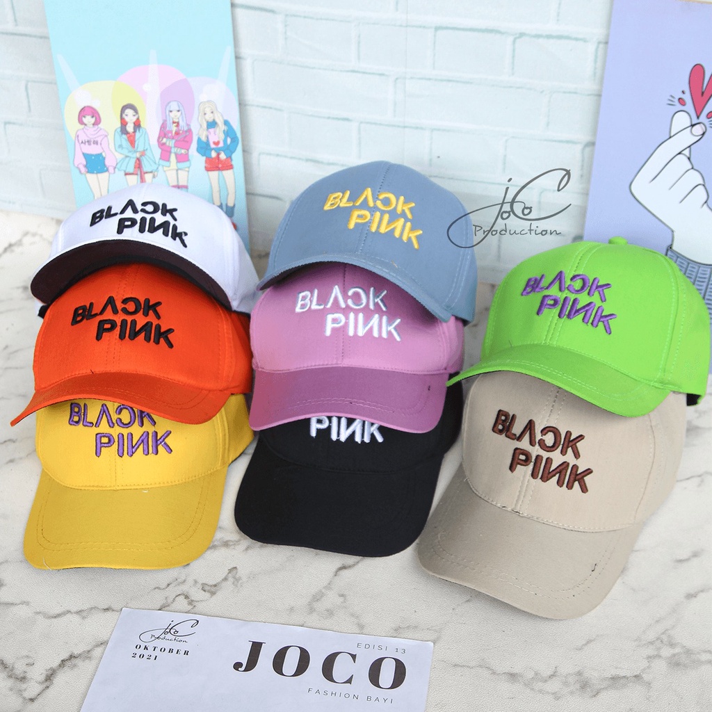 PHILEO | TOPI BASEBALL ANAK FASHION HAT TOPI MOTIF BORDIR UNISEX TOPI MOTIF BLACK PINK BORDIR-5