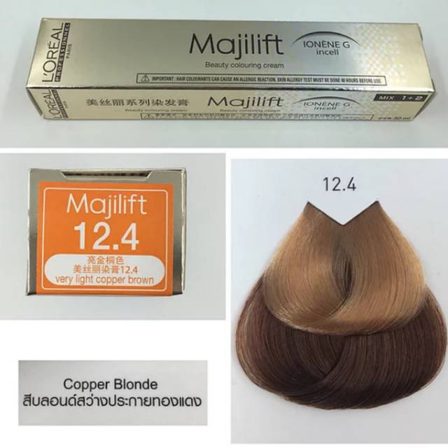 50 ML Cat Rambut Permanen L'Oreal Majilift 12.4 / Cat Rambut Loreal Majilift Very Light Brown Copper