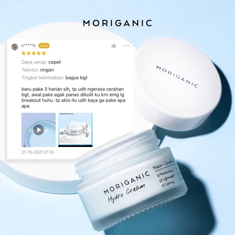 MORIGANIC Hydro Cream Moisturizer 30gr | Niacinamide, Centela Asiatica, and Hyaluronic Acid - Pelembab Wajah