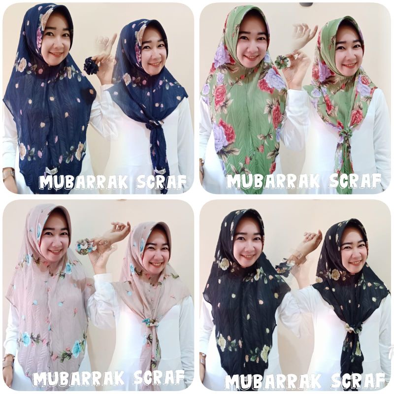 Hijab Bergo Plisket Pet Motif Bunga