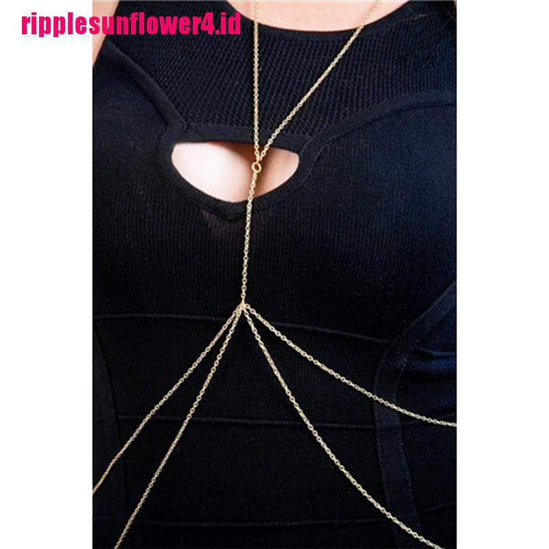 Kalung Rantai Tubuh / Pinggang / Perut Wanita Warna Gold Untuk Bikini / Pantai