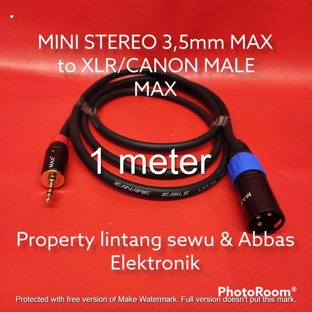 KABEL JEK MINI STEREO MAX TO XLR CANON MALE MAX 1 METER