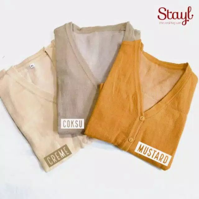 Hi Girl's  STAYL - Cardigan Basic Rajut Benang Spandek | Kardigan Wanita XL Polos  High Quality