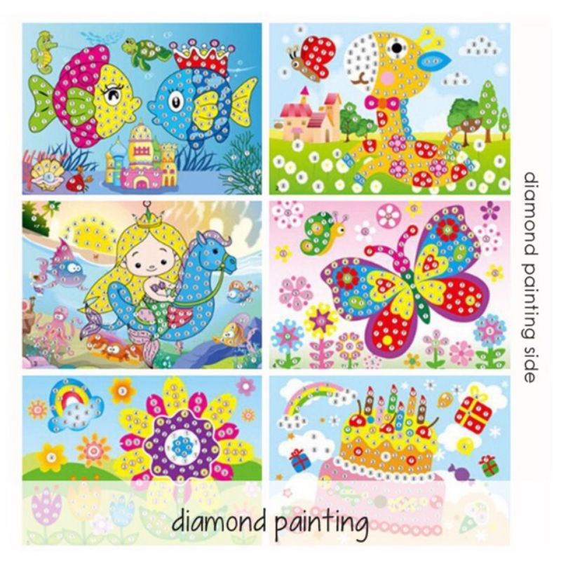  Big Diamond Painting Stiker Manik 2in1 Mewarnai dan Menempel Sticker Diamond Prakarya Kerajinan Tangan