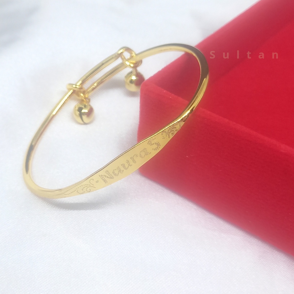 SULTAN - Gelang Lonceng Anak Ukir Nama Lapis Emas | Bell Bracelet Custom Name