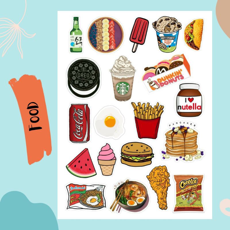 STICKER TUMBLR AESTHETIC FOOD STICKER CASE HP STICKER JOURNAL BOOK