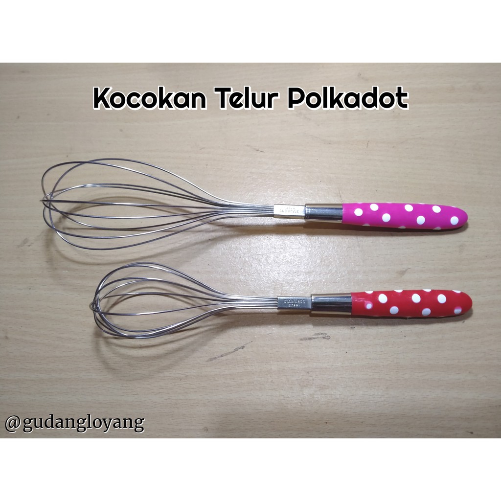 Kocokan Telur Steinless Whisk Pengocok Telur Kocokan Telur Polkadot Pengaduk Adonan