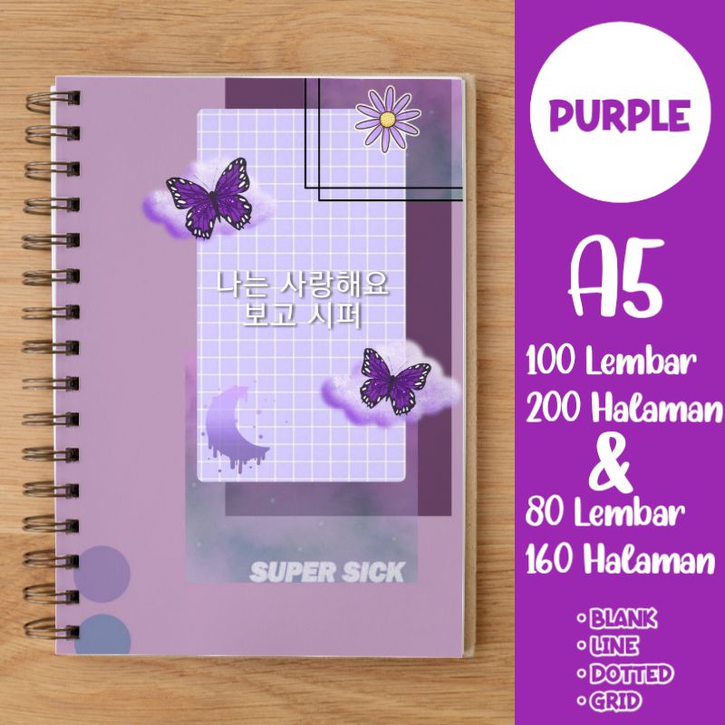 

Purple Notebook A5 100 Lembar 200 Halaman Tebal