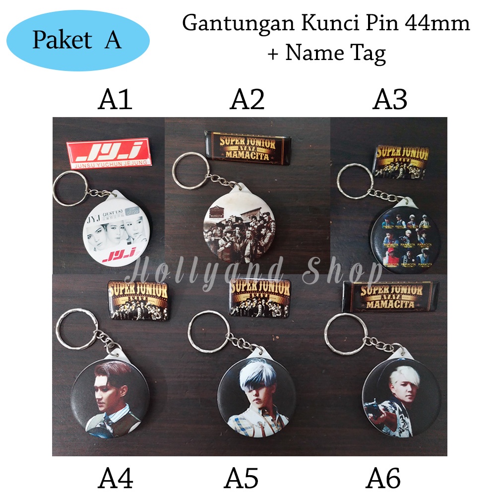 

Paket A ( Gantungan Kunci Pin + Name Tag ) - JYJ Super Junior