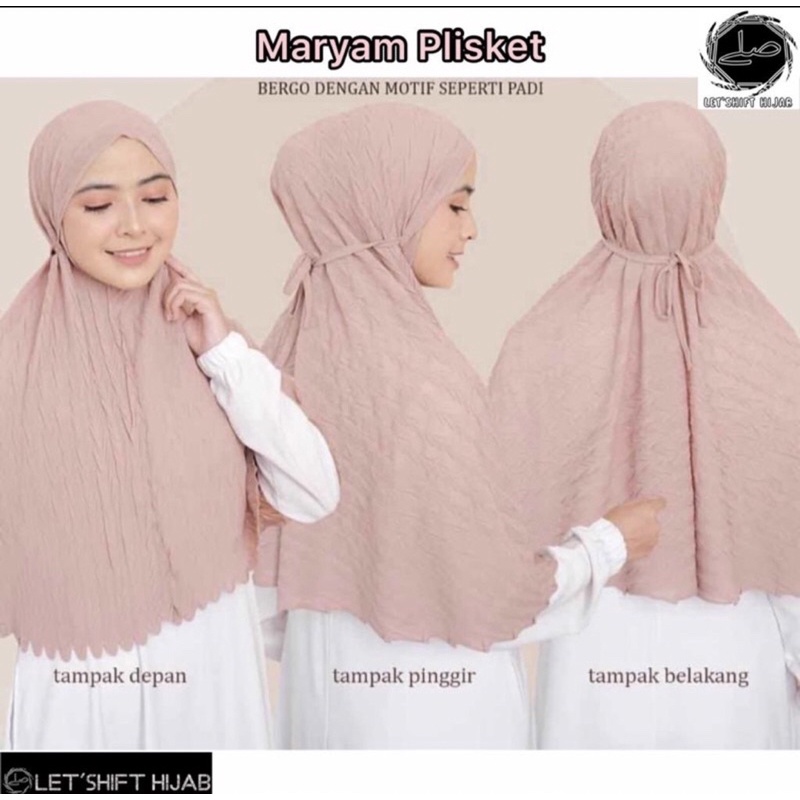 TERMURAH BERGO MARYAM PLISKET PADI/ HIJAB BERGO SIRIYA/BERGO SORONG PLISKET