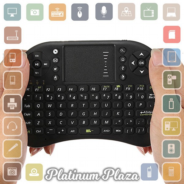 Keyboard Wireless 2.4GHz dengan Touch Pad &amp; Fungsi Mouse - Black`6R5NJE-