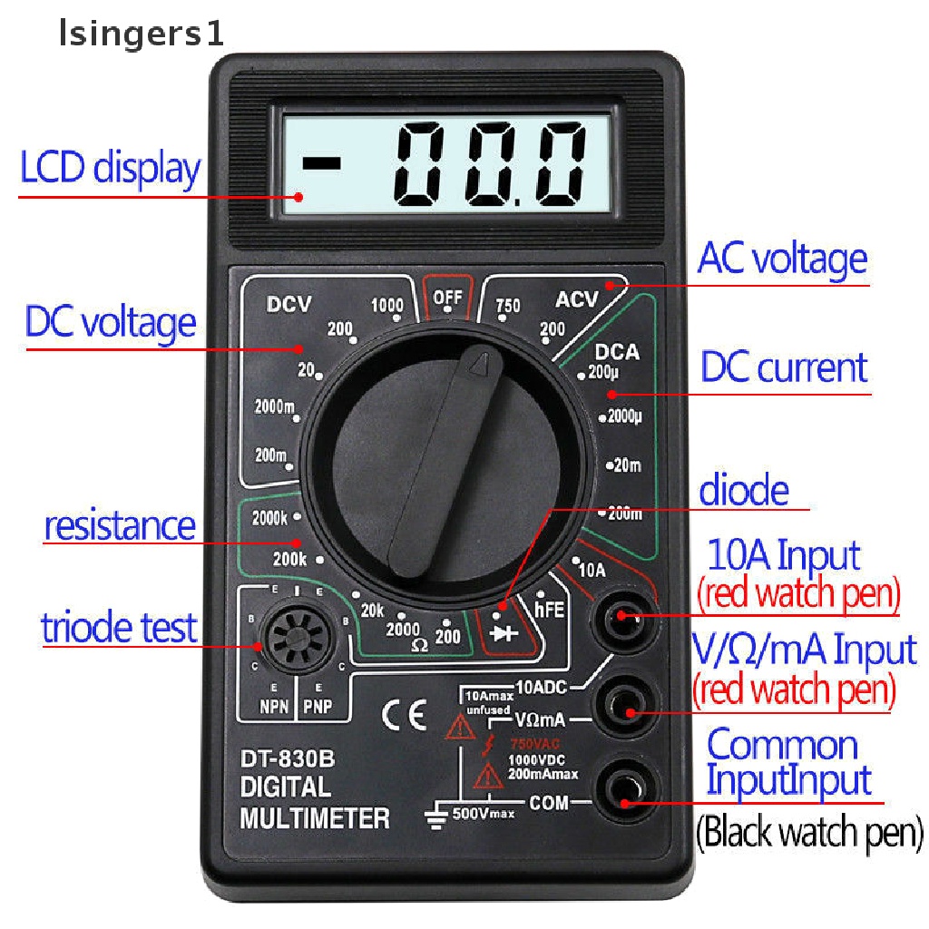 (lsingers1) Dt-830b multimeter digital Ukuran Saku Untuk Eksperimen Elektronik