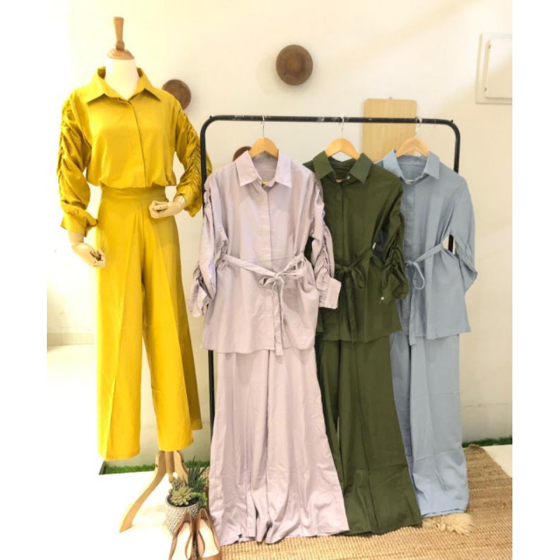 one set kemeja celana kulot