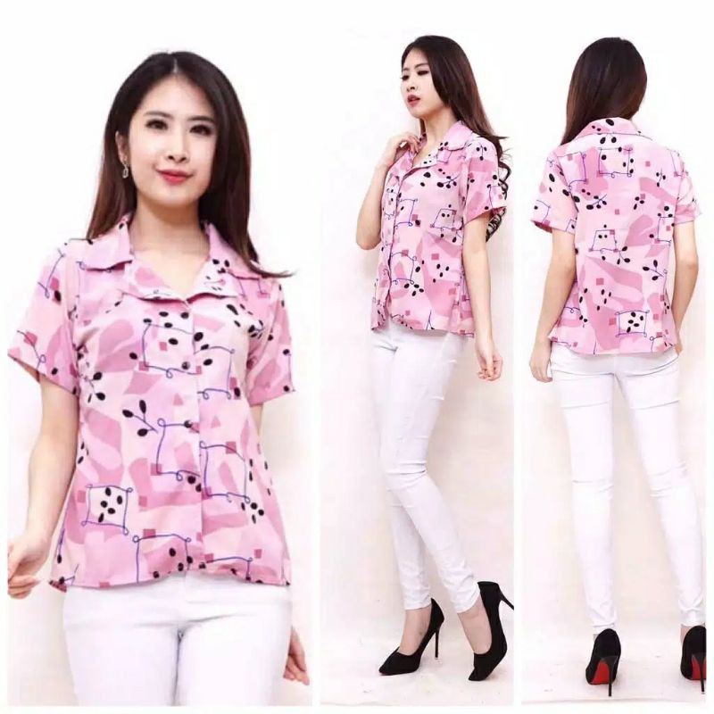 Fourfashion Kemeja Clarise Lengan Pendek / Blouse Clarise / Blouse Monalisa / Jasmin