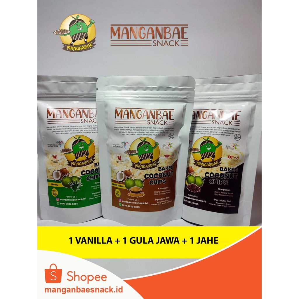 

1 VANILLA + GULA JAWA + 1 JAHE Keripik Kelapa Manganbae Snack
