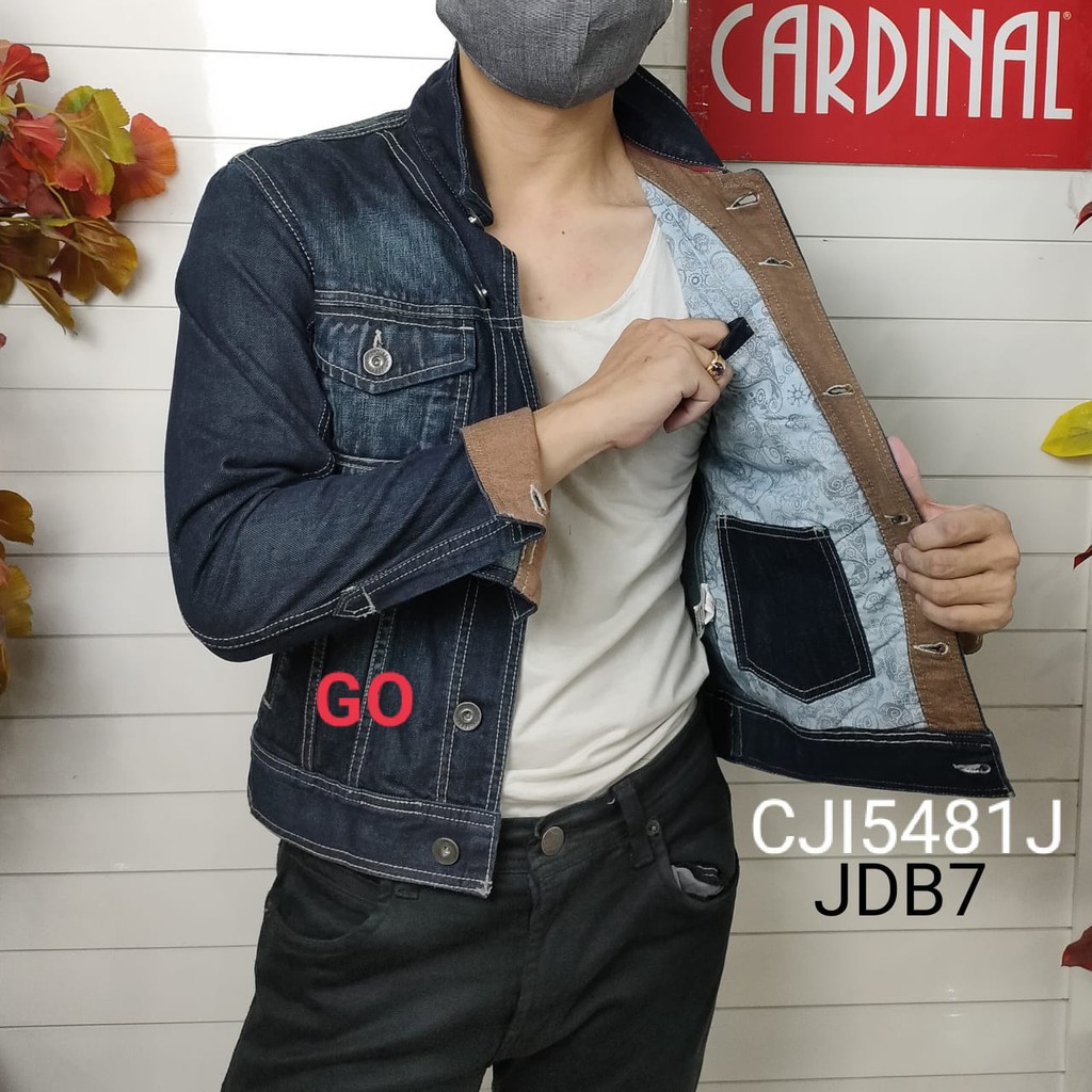 gos  JDB CARDINAL JAKET JEANS Cowok Jaket Cowok Denim Jaket Kancing Pria Outdoor