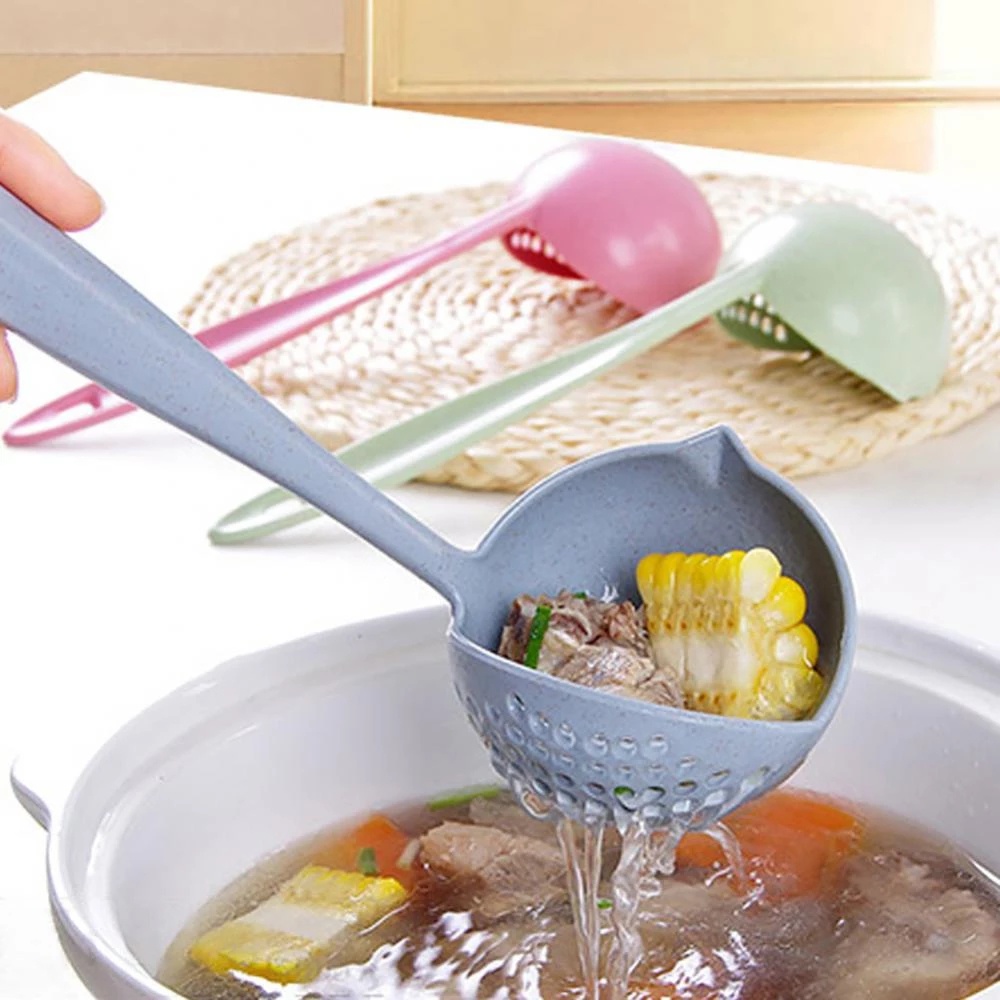 Hot Sale/Colander Gagang Panjang Dapur 2in1/sendok Saringan Masak Multifungsi/Sendok Plastik Peralatan Makan Rumah Tangga