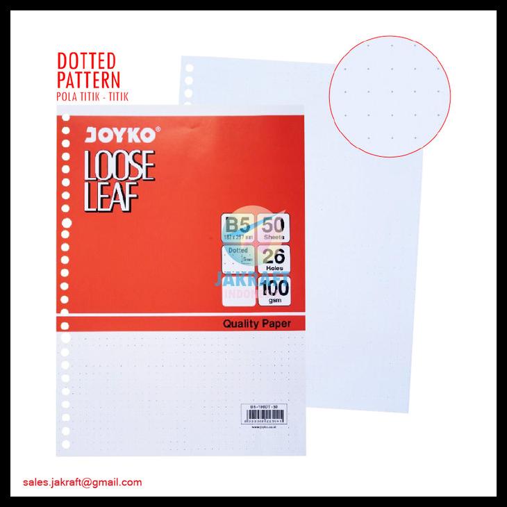 

Kertas Binder File Loose Leaf Joyko B5 Isi 50 Dotted Titik 26 Ring Kode 1287