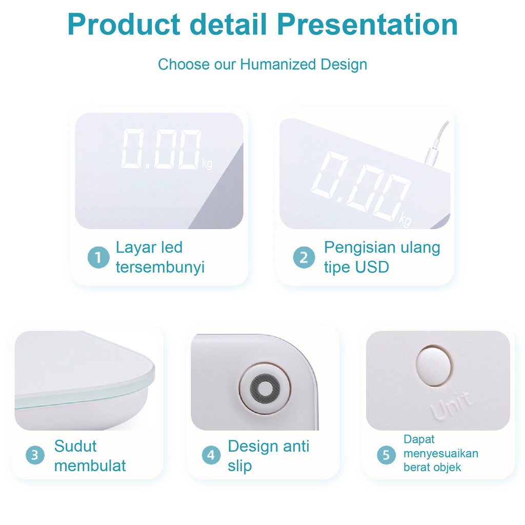 XIAOMI Mi Smart Body Scale 2 BOMIDI W1+ Timbangan Elektronik With USB Digital 180Kg Weight Body Scale Desain Unik LCD Display