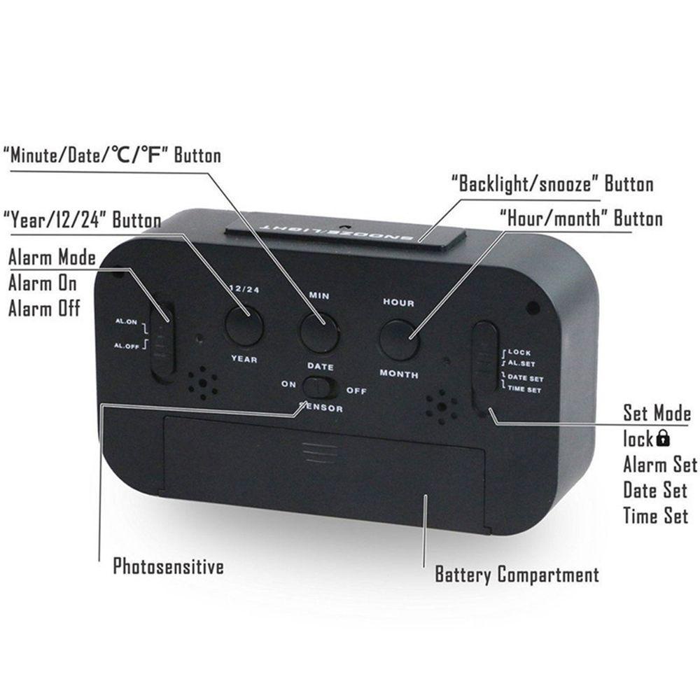 Populer Thermometer/Hygrometer Meja Multifungsi Indoor Sensor Display Timer