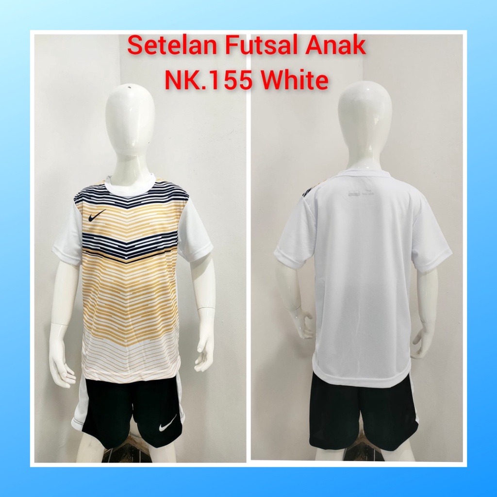 Kaos futsal anak laki-laki ST.NK155 putih jersey sepak bola baju celana setelan jersy perempuan stelan t-shirt custom outfit seragam kostum olahraga casual print suit pakaian jarsey oblong apparel sport jersi soccer