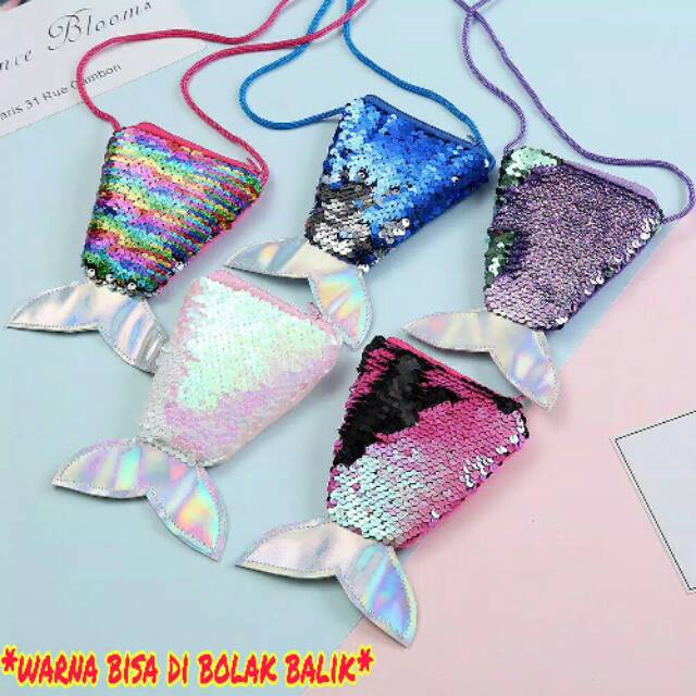 READY JAKARTA Tas Dompet Sequin Mermaid Hati Pouch