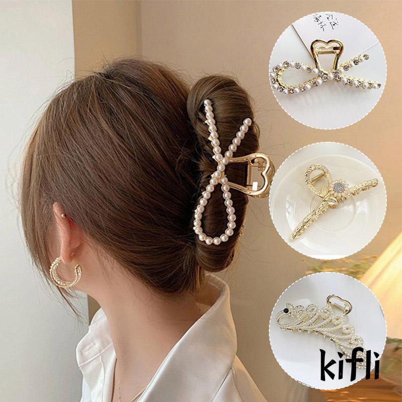 Jepit Rambut Wanita,Bahan Metal Aksen,Mutiara Dan Berlian Imitasi,Untuk Musim Panas