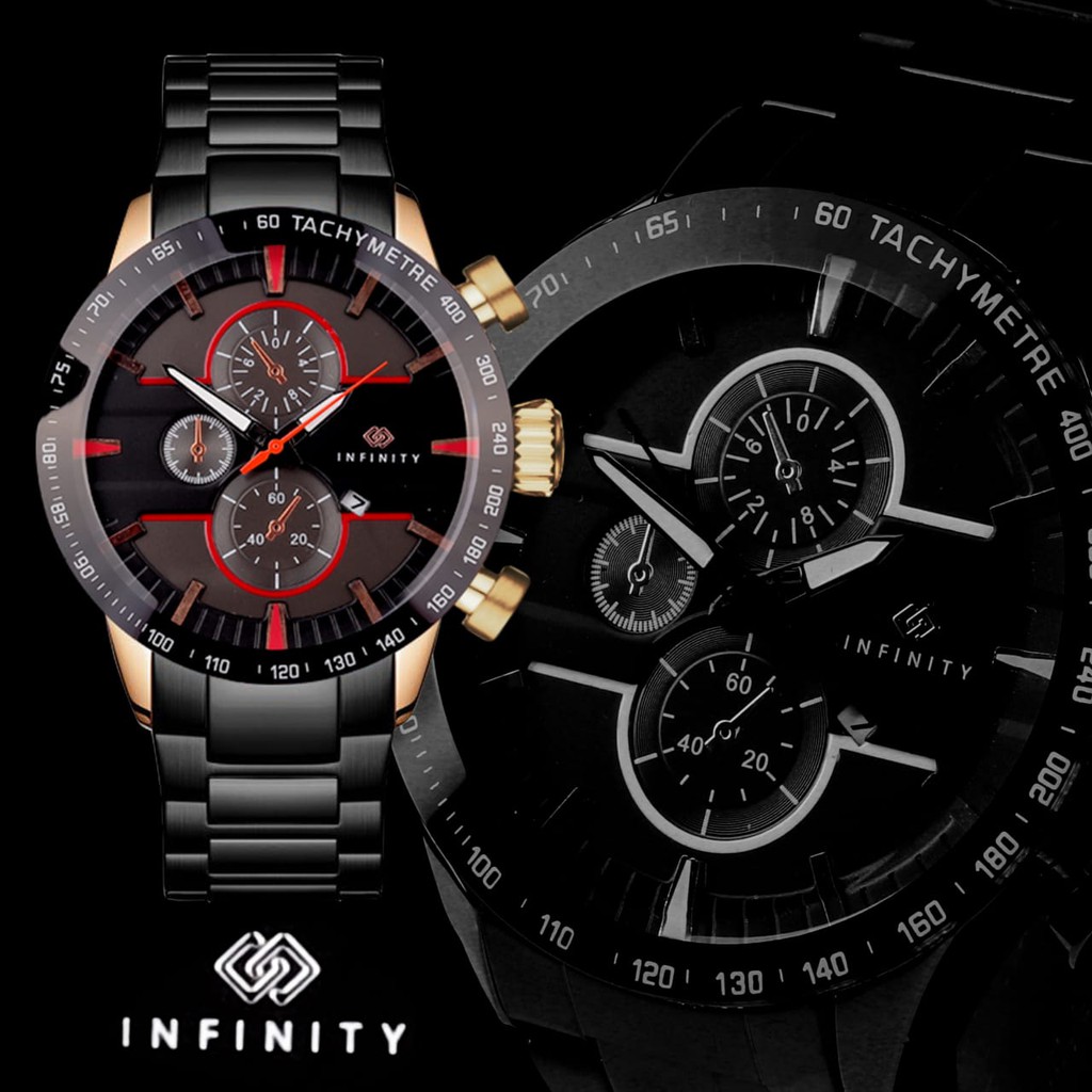 JAM TANGAN PRIA INFINITY 8687 TALI RANTAI TERBARU TERMURAH WATER RESIST FREE BOX