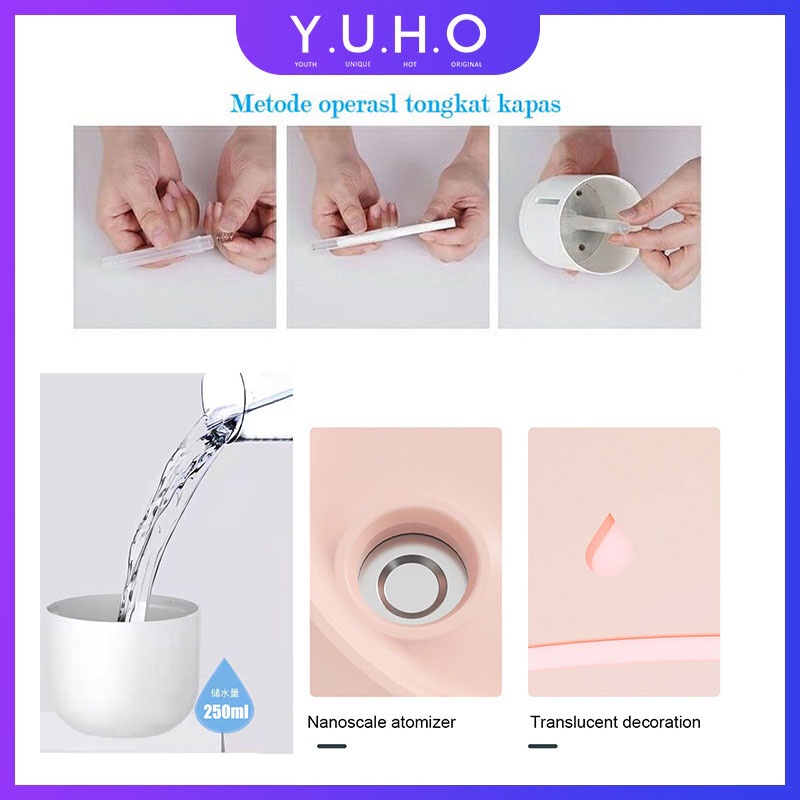 YUHO Diffuser humidifier mobil portable essential oil reed hampers safe care aromatheraphy pembersih udara Pelembab minyak esensial aromaterapi parfum pengharum uap ruangan air purifier penyejuk infuser minimisk-6