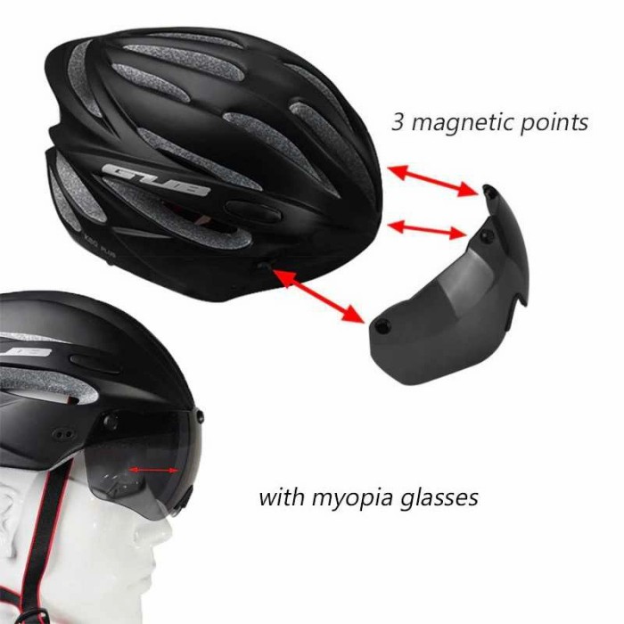 Helm Sepeda Cycling Visor Aero EPS Magnetic Removable Lens