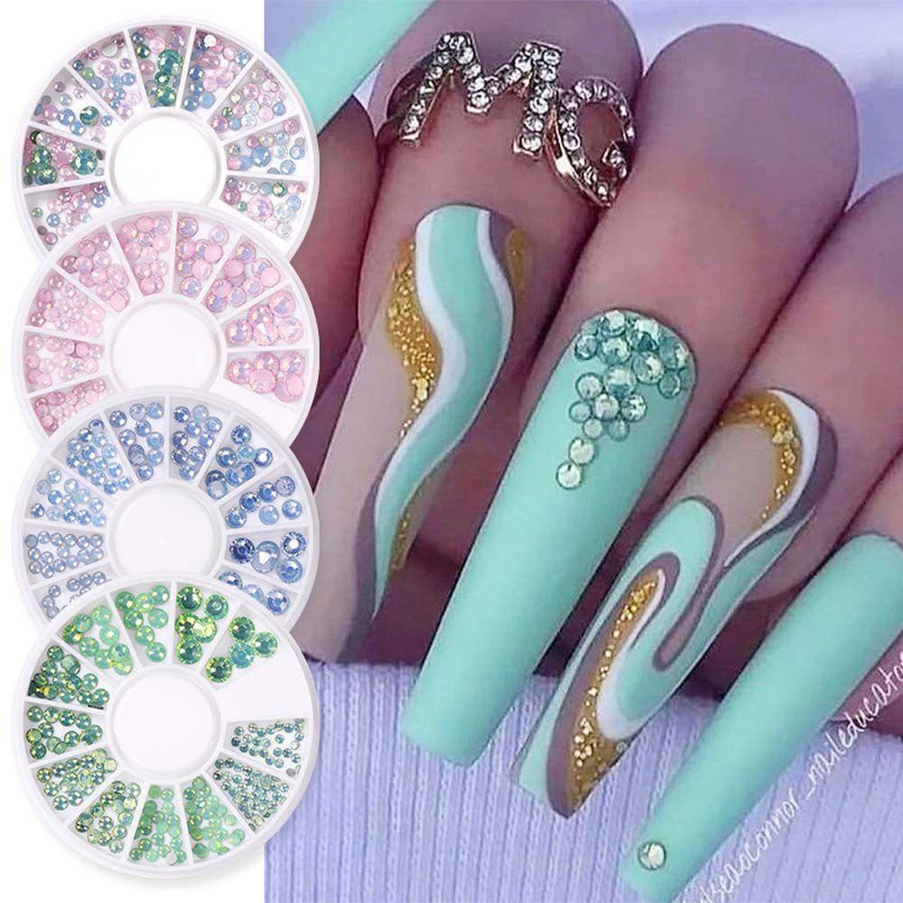 AUGUSTINA Dekorasi Nail Art Agustina Halus Terang Tips Kuku Hiasan Kuku Kristal Mengkilap Perhiasan Kuku Rhinestones